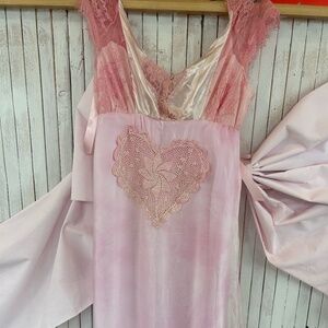 LOVESHACK handmade dress slip maxi heart pink silk
